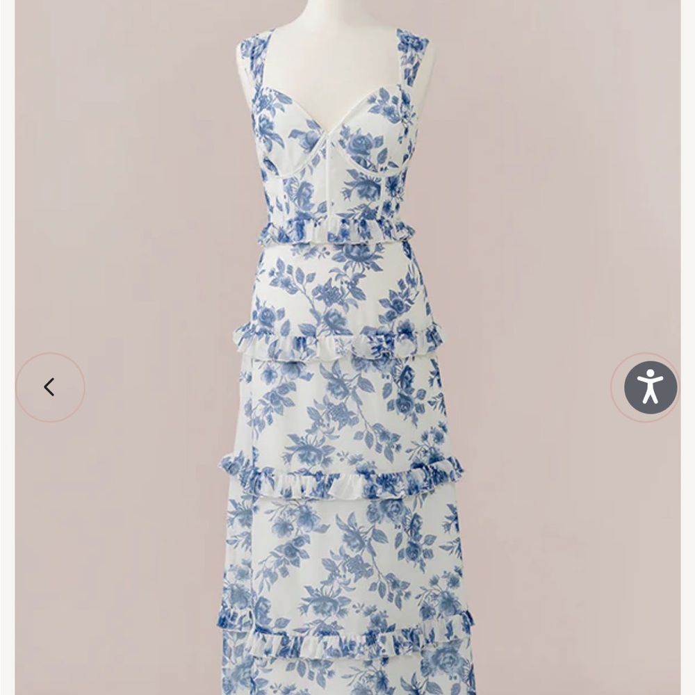Revelry Blue and White Maxi Sundress with Sweetheart Neckline